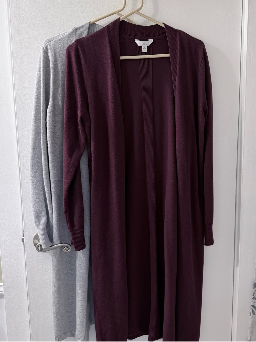 Long Open-Front Rib-Trim Cardigans
